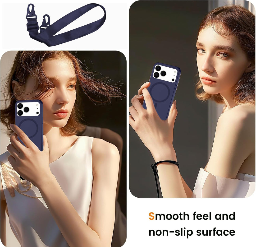 Handykette für iPhone 17 Pro Hülle mit Band [Kompatibel mit Magsafe] Flüssig Silikon Necklace Handyh