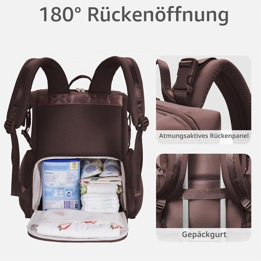 CEI-CEI Neopren Wickelrucksack Grosse Wickeltasche für Neugeborene, wasserdichter Reise-Rucksack für