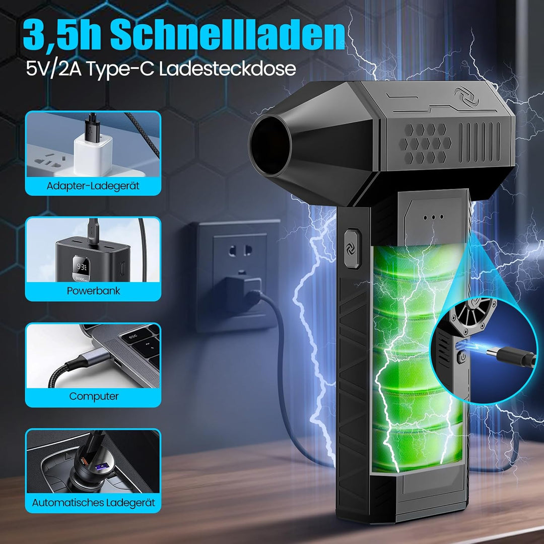 Electric Air Duster,130000RPM Elektrische Staubgebläse Druckluftspray, 3-Gang Mini-Elektrische Staub