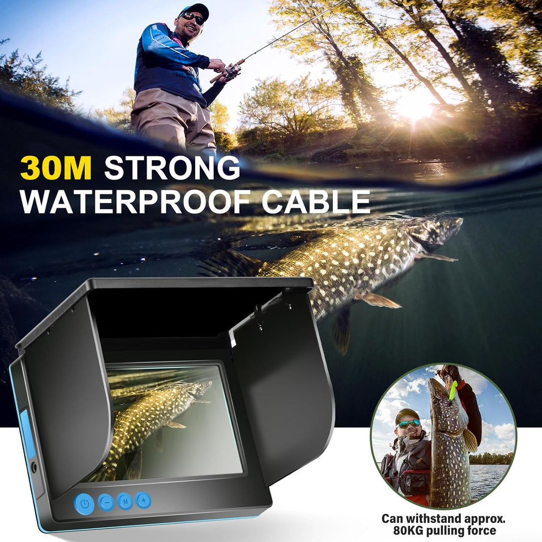 Unterwasserkamera Angeln Fischfinder mit IPS Display,Fish Finder 220° Weitwinkel Infrarot Nachtsicht