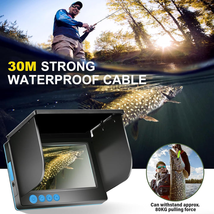 Unterwasserkamera Angeln Fischfinder mit IPS Display,Fish Finder 220° Weitwinkel Infrarot Nachtsicht