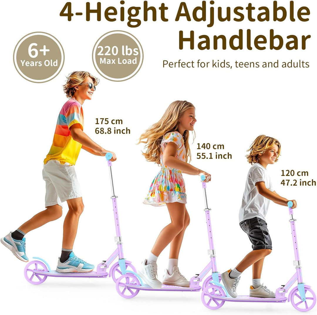 BELEEV V9 Big Wheel Scooter mit LED Leuchtet Lenker & Deck, Roller Kinder 6 Jahre mit Höhenverstellb
