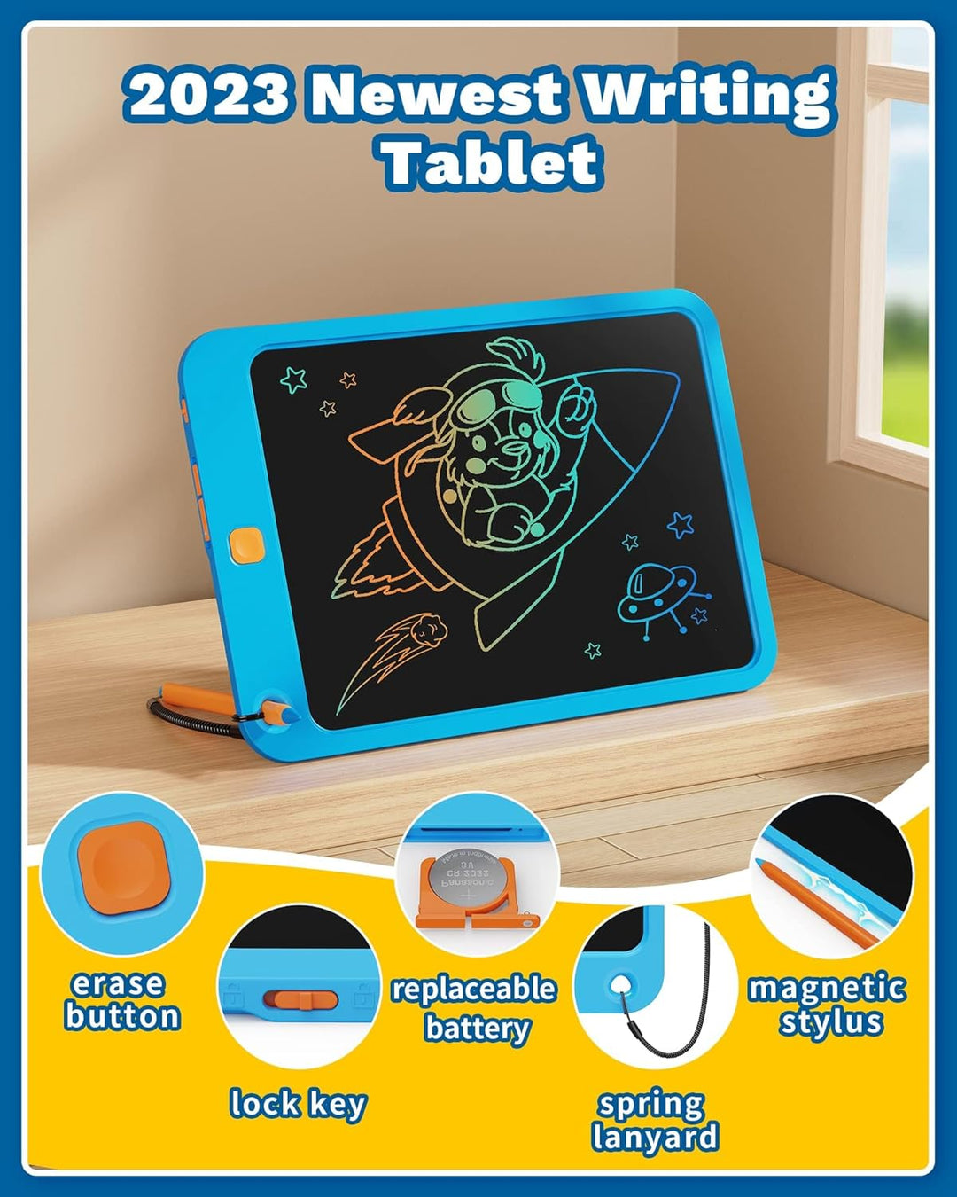 TEKFUN LCD Schreibtafel Kinder Erwachsene 10 Zoll Bunte Zeichenbrett, Spielzeug ab 3 4 5 Jahre Junge