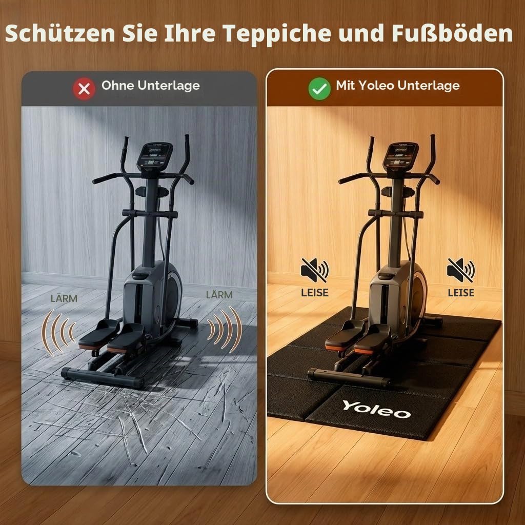 Yoleo Faltbare Bodenschutzmatte-160x75cm Laufband Matte, Schalldämmend Rutschfester Bodenschutz für