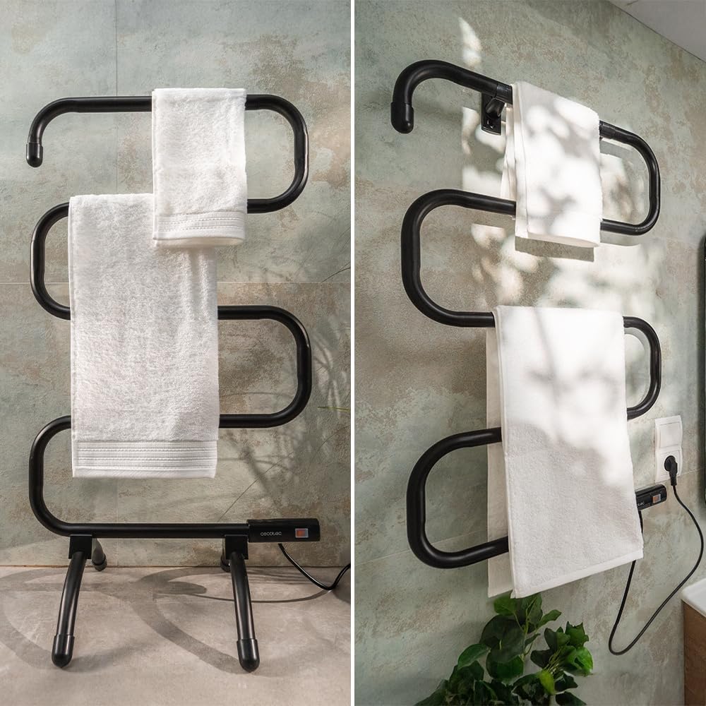 Cecotec Electric Towel Radiator Low Consumption - ReadyWarm 5000 Towel Black. Towel dryer 100 W, Lig