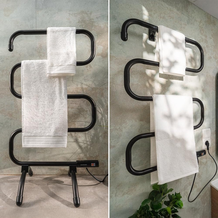 Cecotec Electric Towel Radiator Low Consumption - ReadyWarm 5000 Towel Black. Towel dryer 100 W, Lig