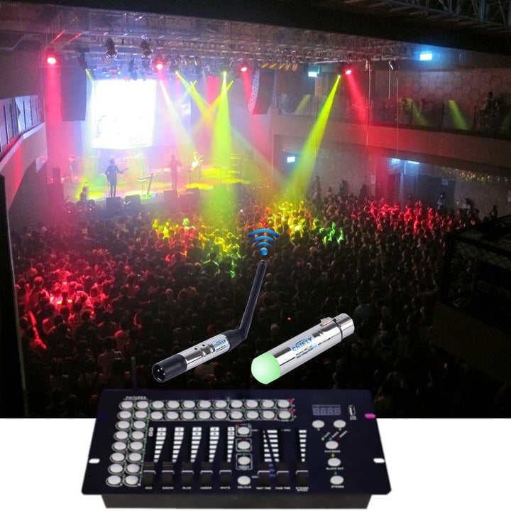 CHINLY 4pcs DMX512 2,4G ISM Kabelloser XLR-Sender/Empfänger männlich/weiblich LED-Lichtsteuerung Kur