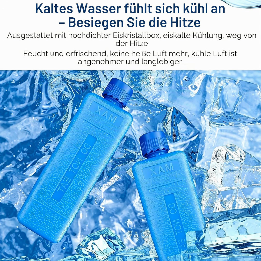 Ventilator mit Wasserkühlung, 6-Liter Verdunstungskühler mit Fernbedienung &amp; 2 Kühlakkus, 4-in-1-Rau