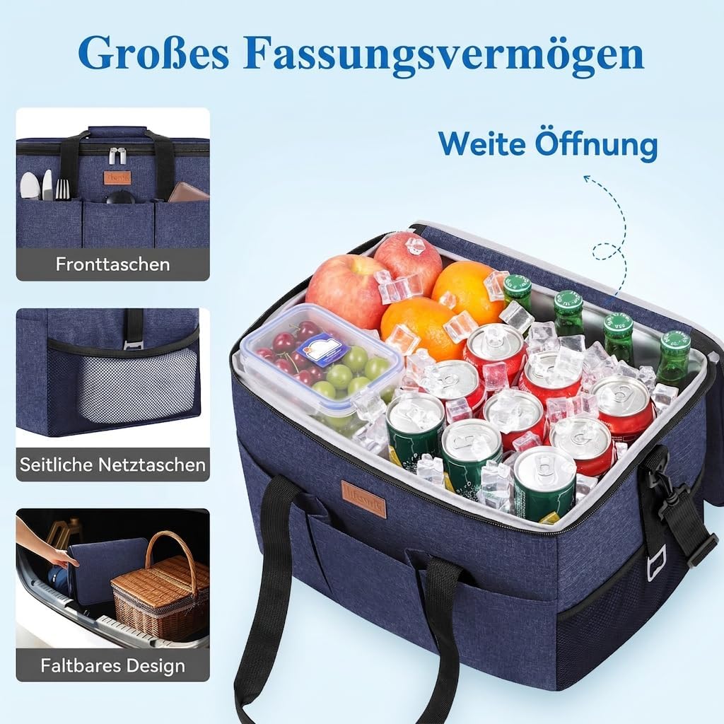 Lifewit Kühltasche 30L, Kühlung Thermoisoliert Tragbar Faltbar Wasserdicht, Gross Picknicktasche für