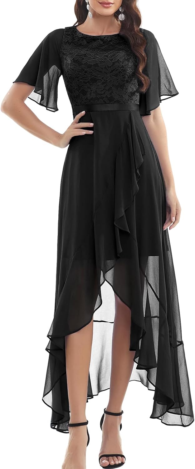 Gardenwed Damen Spitzen Abendkleid Elegant Cocktailkleid Ballkleid Brautjungfernkleider für Hochzeit