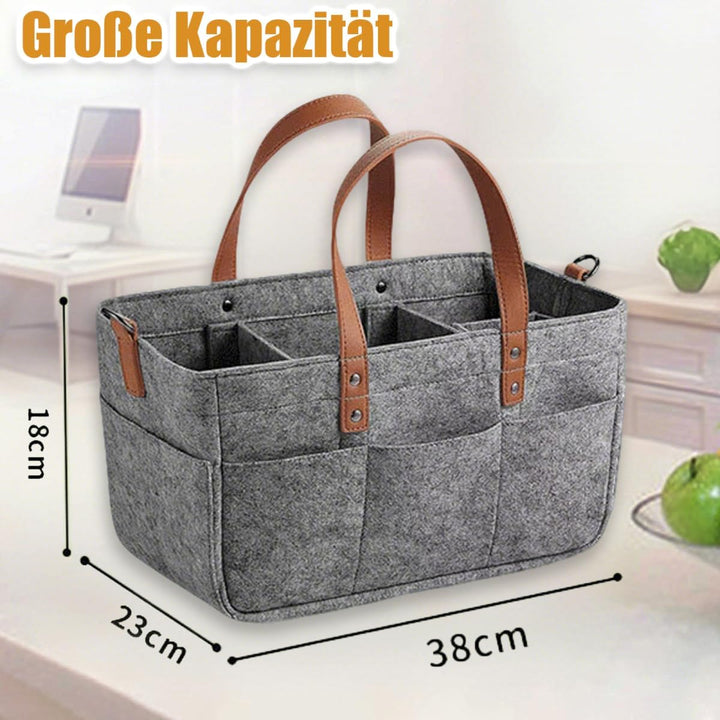 Filztasche Einkaufskorb, 16L Filztaschen Einkaufstasche mit Fächern, Filztasche Storage Faltbar, Rob