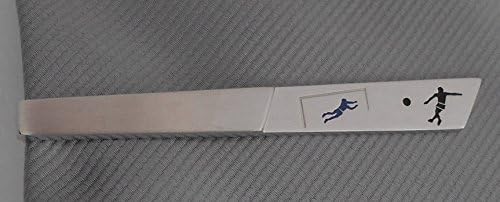 Fussball Krawattennadel Krawattenklammer silbern + blau schwarz gelackt ca. 7 cm langmade in Germany