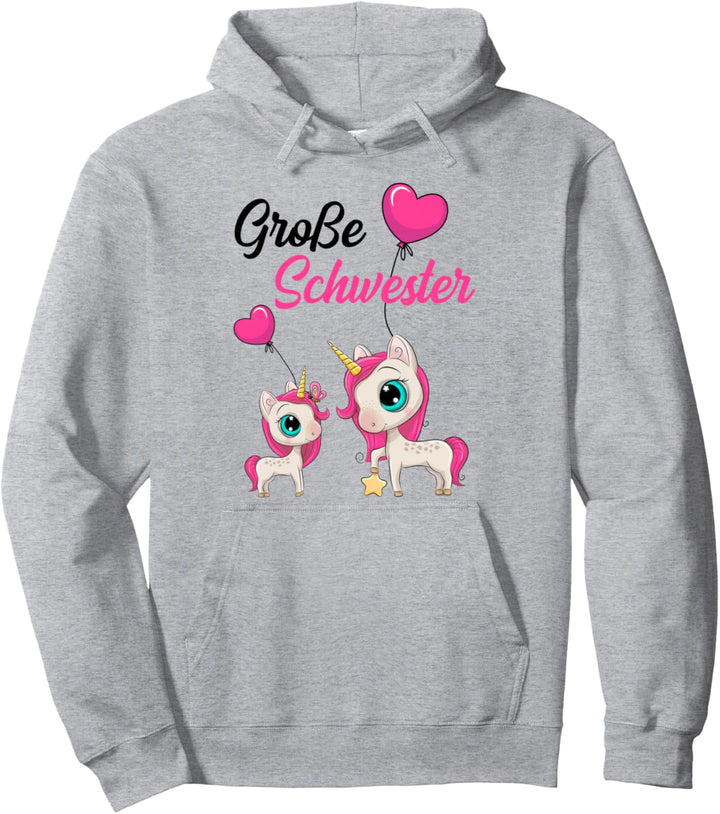 Grosse Schwester 2024 Einhorn Mädchen Pullover Hoodie
