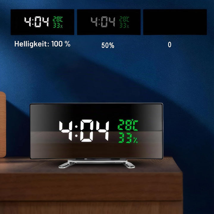 Lancoon LED Digitalwecker mit Temperatur Luftfeuchtigkeitsanzeige 6 Zoll gebogener Bildschirm Snooze