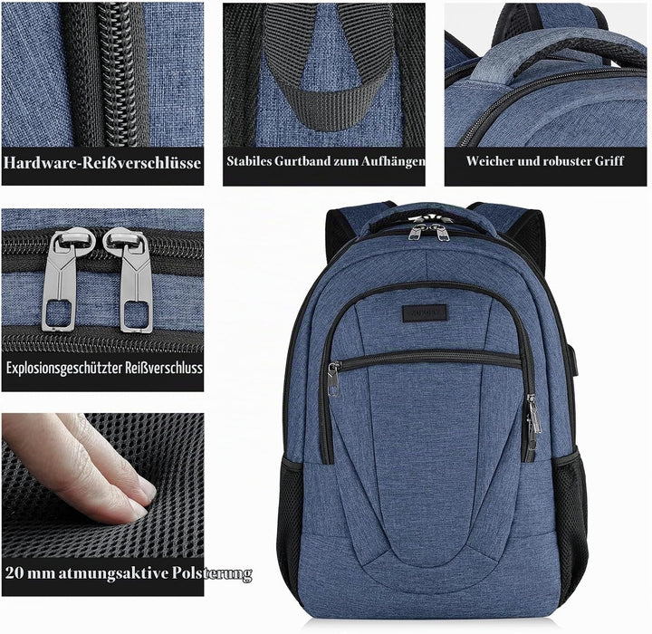BIKROD Rucksack Damen, Schulrucksack Mädchen, 15.6 Zoll Laptoptasche mit USB Ladeanschluss, Wasserdi