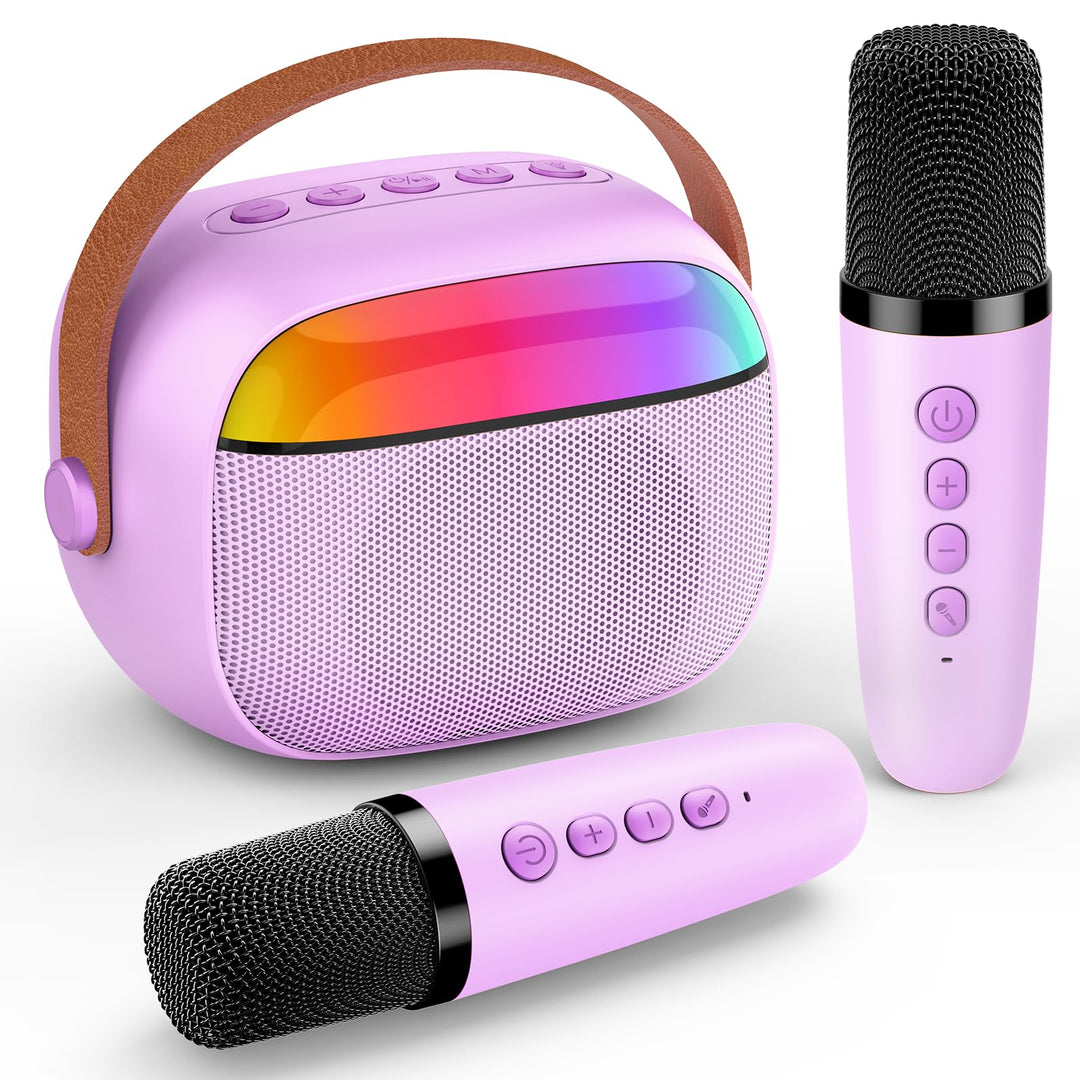 Geschenk Mädchen 3-10 Jahre, Karaoke Maschine mit 2 Mikrofon Kinder Spielzeug ab 3-12 Jahre Mädchen