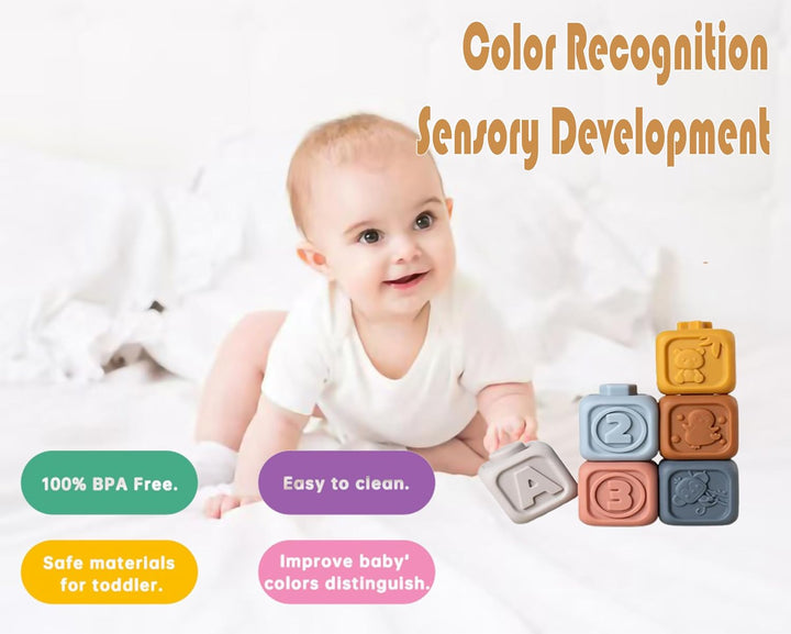 2-in-1 weiche Stapelblöcke und Ringe, Montessori-Sensorikspielzeug für Babys 6 12 18 Monate, Essenti