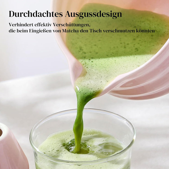 DOWAN Matcha Set, 7 Stück Matcha Tee Set, Matcha Zubehör Rosa, Matcha Schale mit Ausgiesser, Matcha