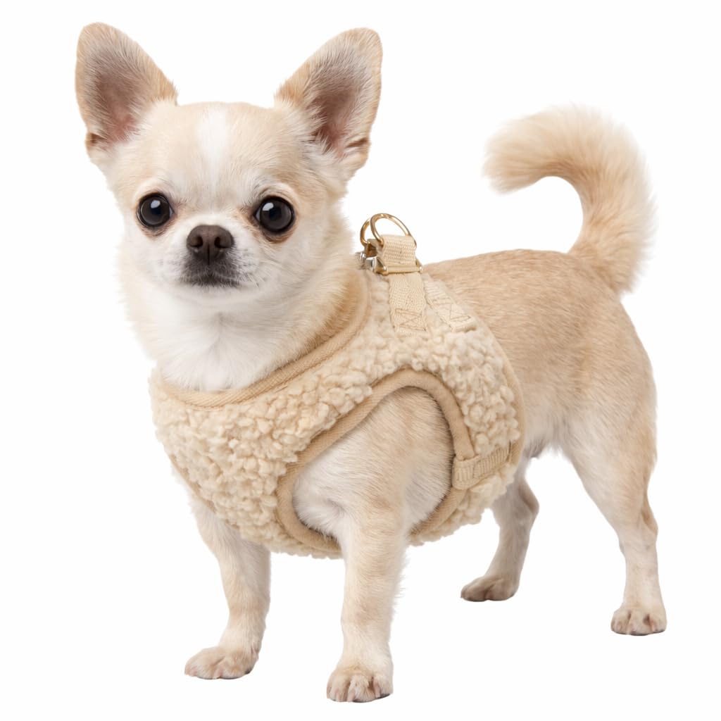 Flamingo Step&Go Hundegeschirr Pookie – Beige – Grösse XS (A: 28–30cm, B: 30–32cm, 5mm) – Weiches Fl