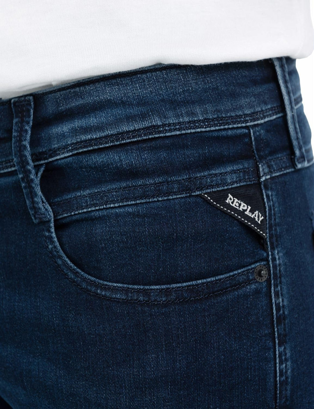 Replay Herren Jeans Anbass Slim-Fit mit Power Stretch 32 W/ 36 L Dunkelblau 007, 32 W/ 36 L Dunkelbl