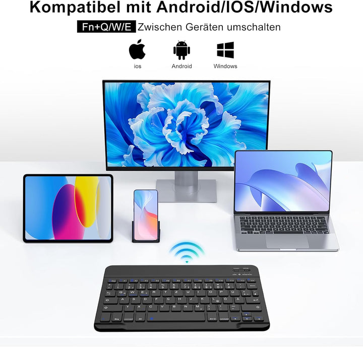 Ultradünn Deutsche Bluetooth Tastatur mit deutschem Layout QWERTZ für iPad Air/Pro/Mini/iPad 11/10.9