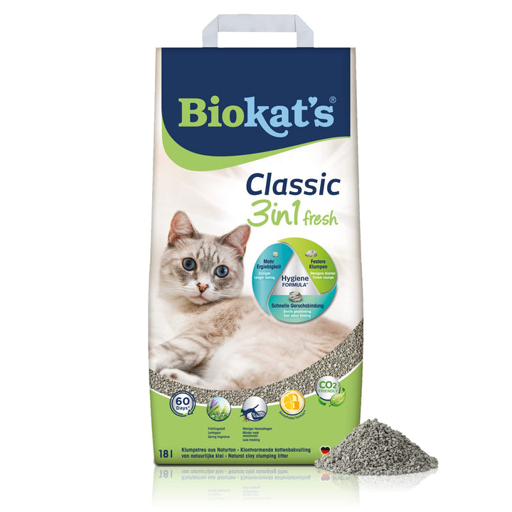 Biokat's Classic fresh 3in1 mit Frühlings-Duft - Klumpende Katzenstreu mit 3 unterschiedlichen Korng