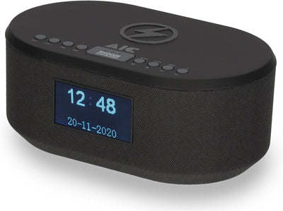 AIC Radiowecker DAB mit Ladefunktion Bluetooth QI Funktion USB Dual Alarm 18DAB schwarz