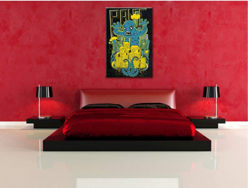 Dark Panic monster black Leinwandbild Bild auf Leinwand, XXL riesige Bilder fertig gerahmt mit Keilr