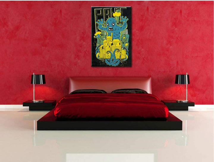 Dark Panic monster black Leinwandbild Bild auf Leinwand, XXL riesige Bilder fertig gerahmt mit Keilr