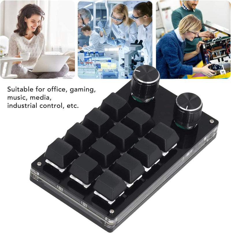 Annadue OSU Keypad 12-Tasten-Gaming-Tastatur, USB--Tastatur mit 12 Tasten, 2 Knöpfen, Mechanische Ga
