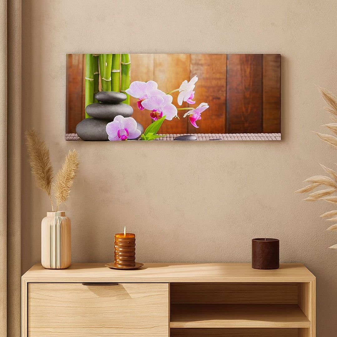 Wandbilder Dekoration Wohnzimmer Bambus Dekoration Blume Orchidee Panorama Bilder auf Leinwand 120x5