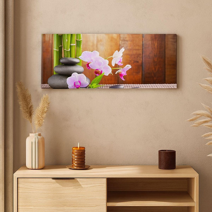 Wandbilder Dekoration Wohnzimmer Bambus Dekoration Blume Orchidee Panorama Bilder auf Leinwand 120x5