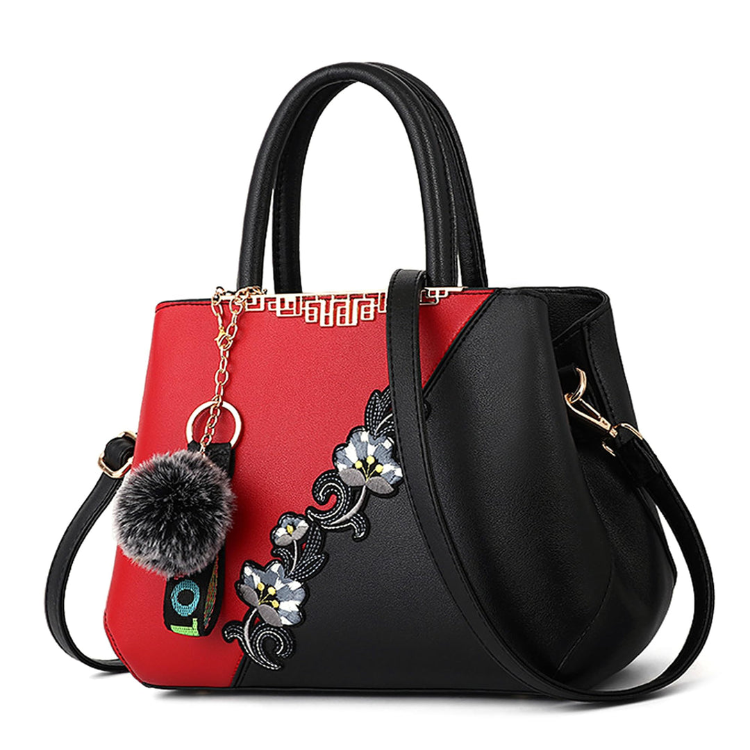 Damen Handtasche Mode Stickdesign Schultertasche Grosse Kapazität Umhängetasche Casual Reise Handtas