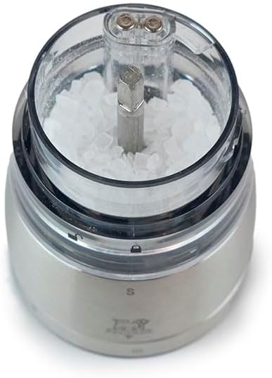 PEUGEOT - elektrische u‘Select-Salzmühle Daman 16 cm + Steinsalz - 6 voreingestellte Mahlgrade - Alu