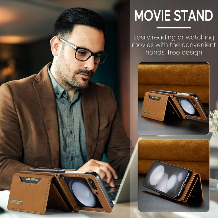 UDBKKDX Brieftasche Handyhülle für Samsung Galaxy Z Flip 4, hülle Mattes Leder mit Ständer Kameralin