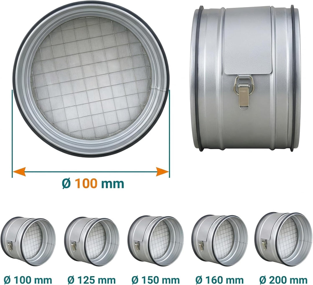 Easy Act Grobstaubfilter rund Ø 100 mm für Zuluft, Rohrfilter aus verzinktem Stahl zur Grobpartikel-