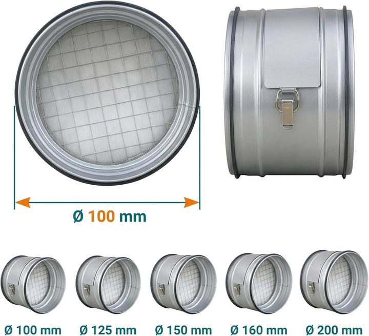 Easy Act Grobstaubfilter rund Ø 100 mm für Zuluft, Rohrfilter aus verzinktem Stahl zur Grobpartikel-