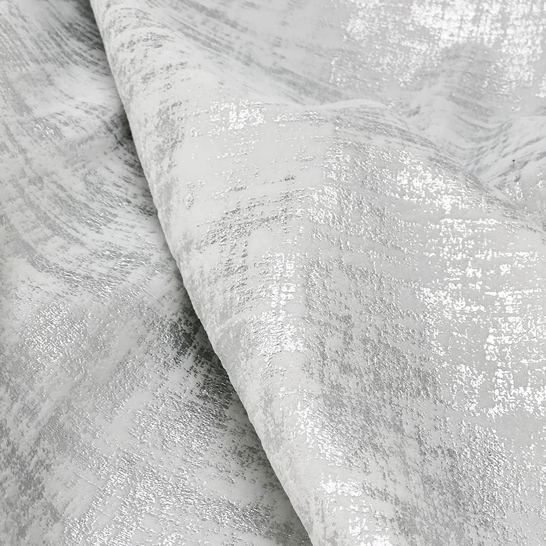always4u Gardinen mit Muster Silber Blickdicht 100%, Samt Vorhang Wohnzimmer, Vorhang Verdunkelung K