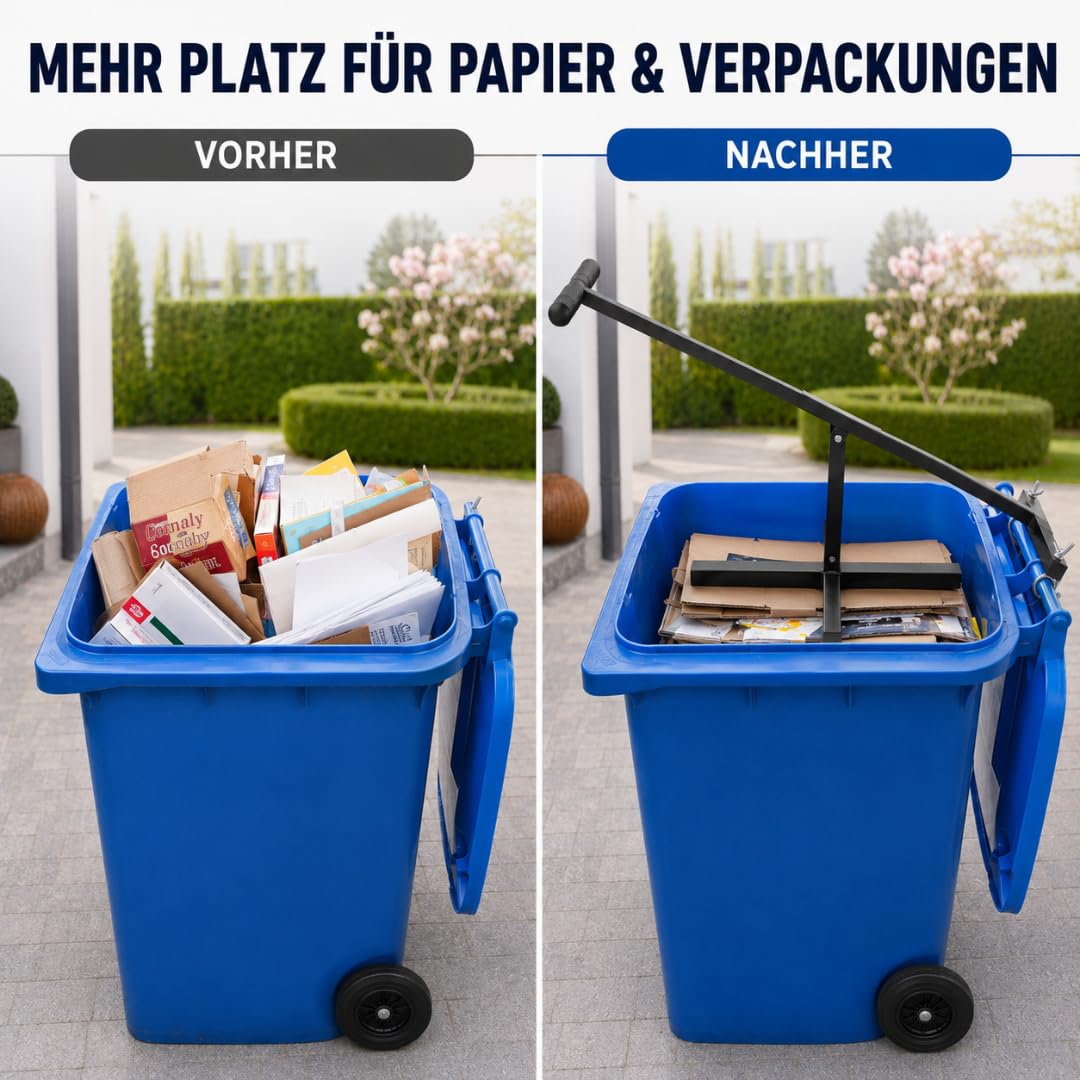 Müllpresse für Zuhause 60–240L | Höhenverstellbare Mülltonnenpresse & Abfallpresse für Restmüll, Pap