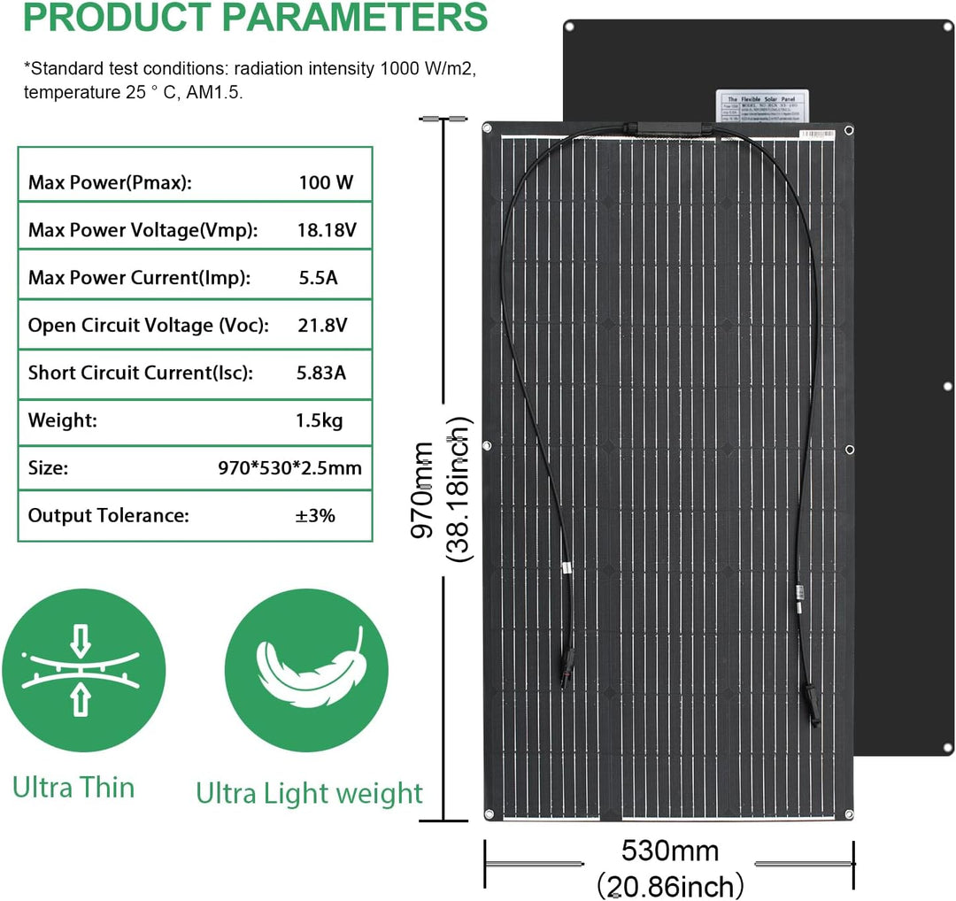 200w Solar Module Flexible Kit 2x100w 12v Solar Panel Monocrystalline for Off Grid Yacht RV Car Boat