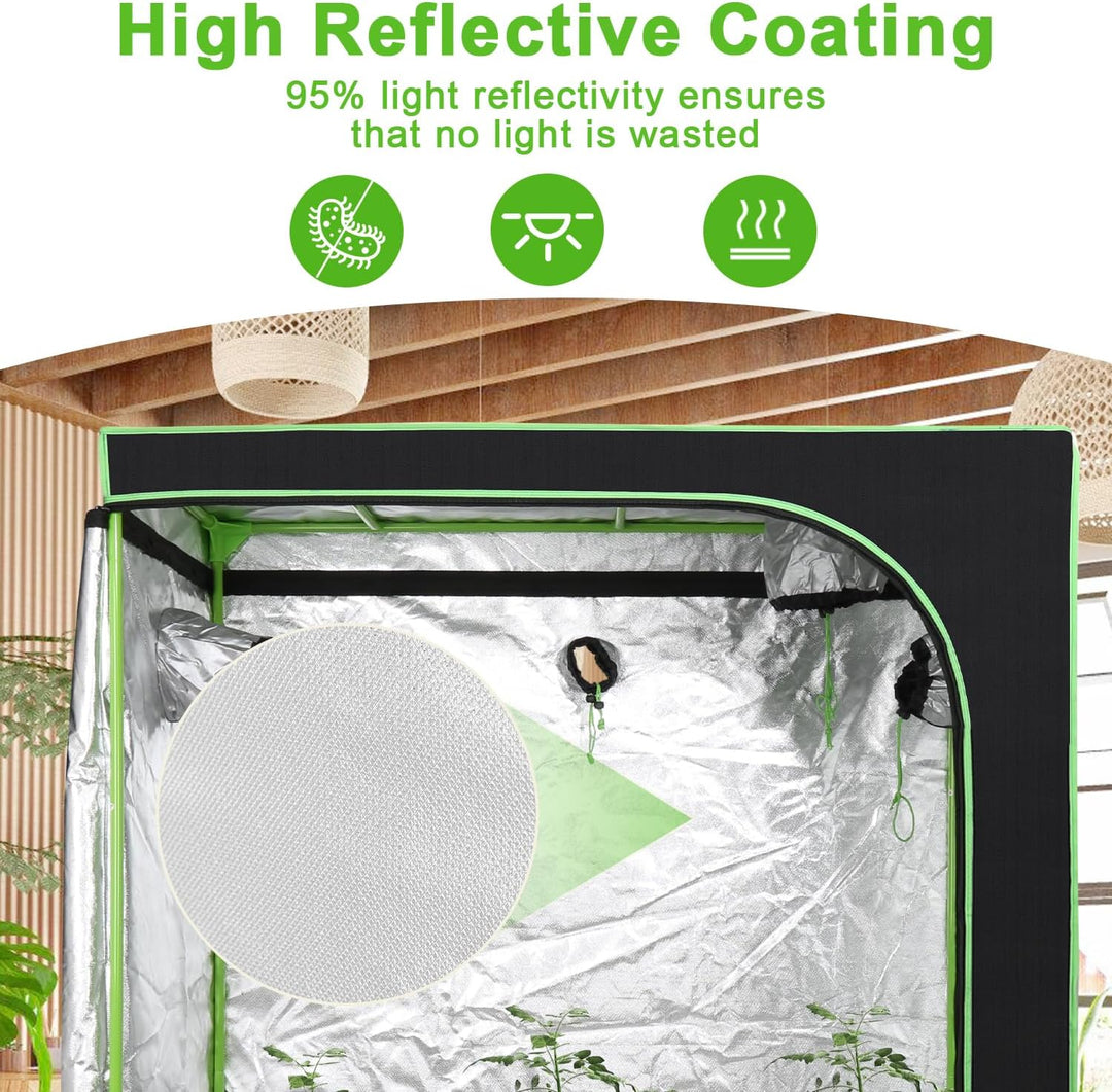 Grow Zelt 80 * 80 * 180cm Anbauzelte mit transparenten Sichtfenstern aus PVC Lichtdicht und Wasserdi