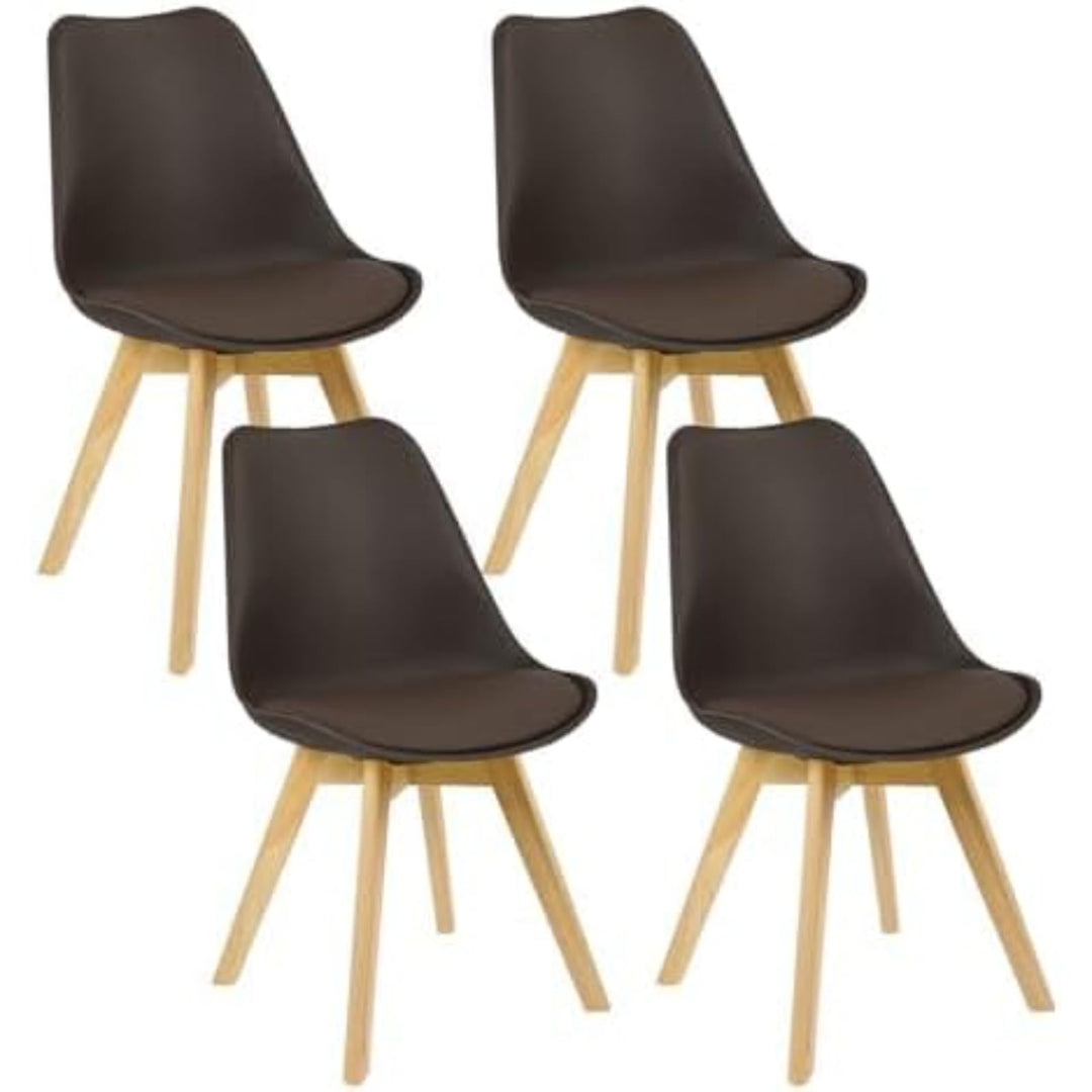 WOLTU 4er Set Esszimmerstühle Küchenstuhl Design Stuhl Esszimmerstuhl Kunstleder Holz Braun BH29br-4