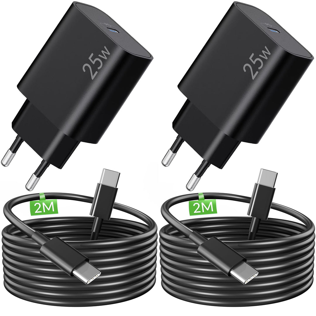 ARCCRA 25W USB C Ladegerät mit USBC Schnellladekabel 2M für Samsung Galaxy S25 S26 S24 S23 S22 S21 U