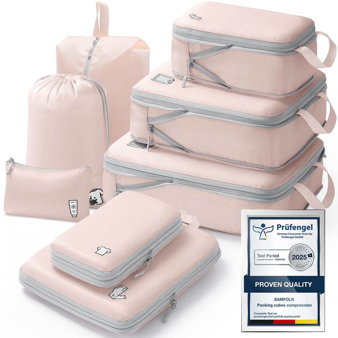 Koffer Organizer Packing Cubes Compression 8 Stück, Wasserdicht PackwüRfel Koffer Organizer Set,Trav