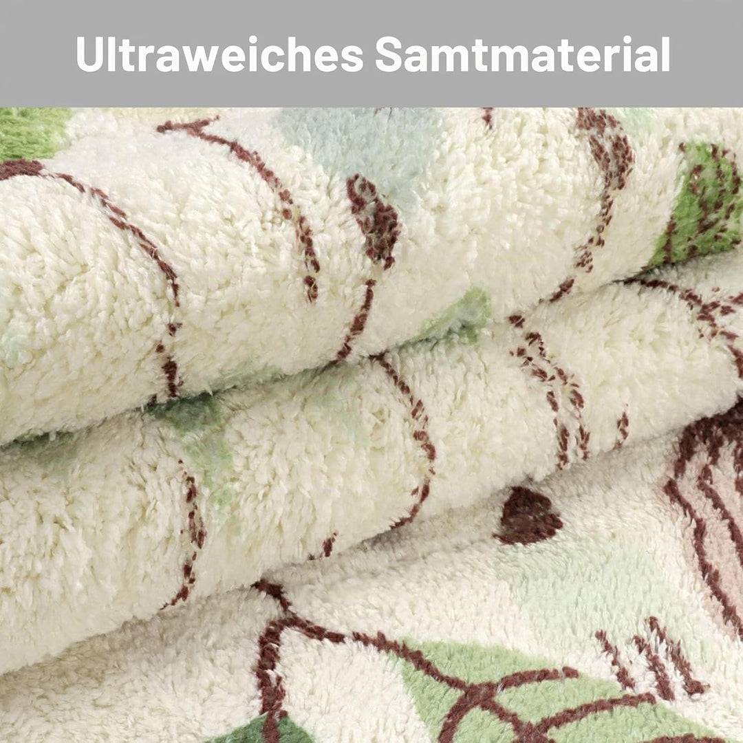 Uphome Kleiner runder Teppich, 60 cm Kreis, niedliche Badematte mit Pompons, Fransen, Blumenpflanze,