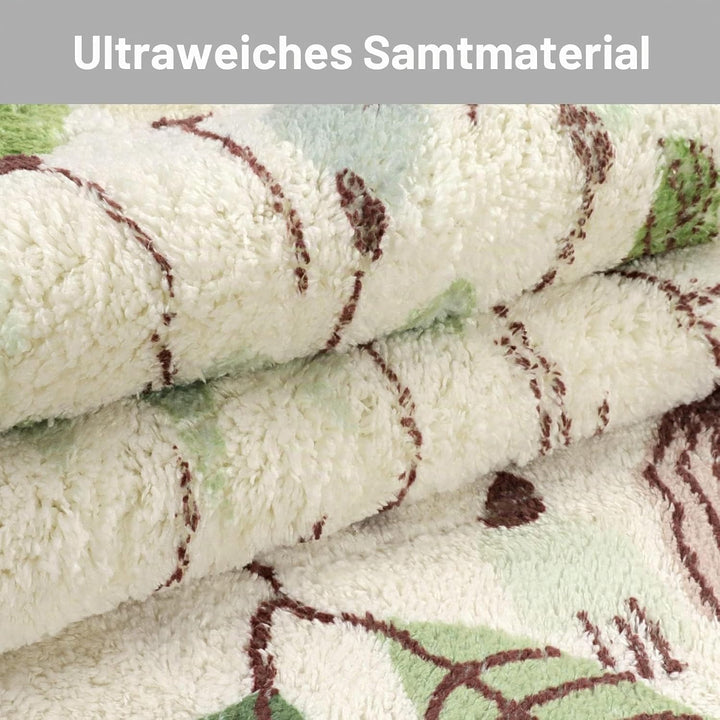Uphome Kleiner runder Teppich, 60 cm Kreis, niedliche Badematte mit Pompons, Fransen, Blumenpflanze,