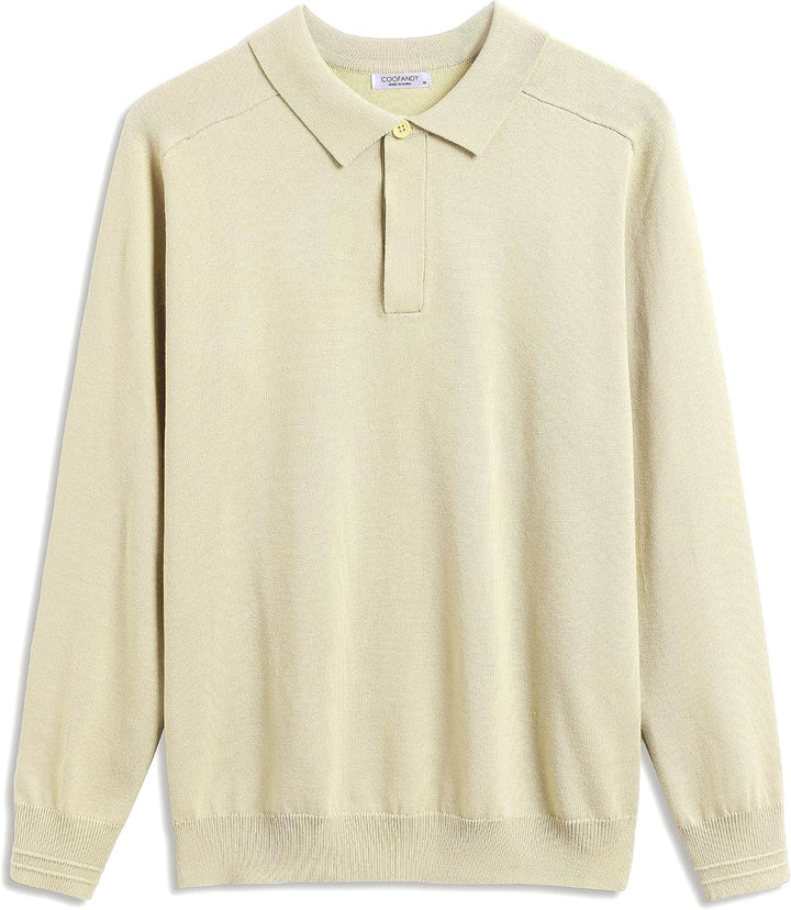 COOFANDY Herren Pullover Mit Polokragen Strick Polo Pullover Langarmshirt Strickpullover Männer Pull