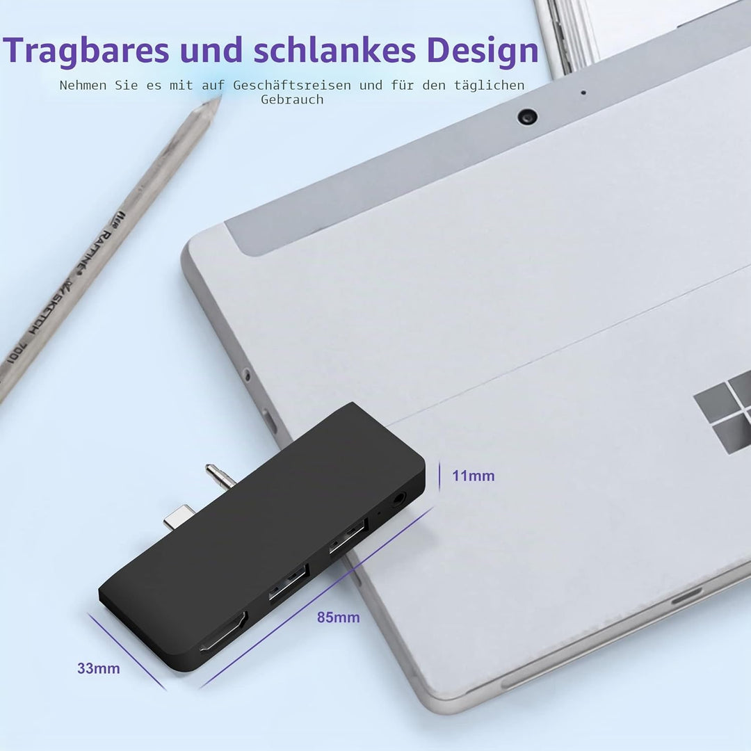 Surface Go 4/Go 3/Go 2/Go Hub Docking Station, 4-in-2 USB C Dockingstation für Surface Go mit 4K-HDM