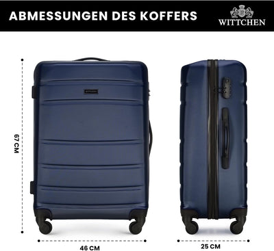 WITTCHEN Mittlerer Koffer Trolley Koffer Reisekoffer aus ABS Hartschalen Trolley 4 Rollen Kombinatio