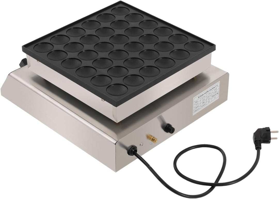 36 Löcher Elektrisch Dutch Pancakes Maker 950W, Professioneller Poffertjes Maker, Gewerblicher Muffi